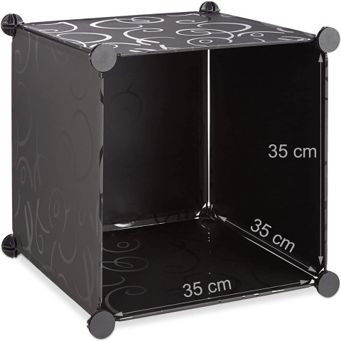 Étagère cubes rangement penderie armoire 18 compartiments plastique chaussures modulable noir