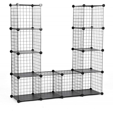 Meuble modulable grille 12 casiers 123 cm noir