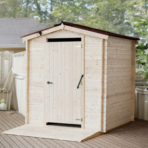 Abri toilette sèche habrita foresta alpina 2,21x3,04m avec plancher rampe d'accès et kit accessoires pour pmr