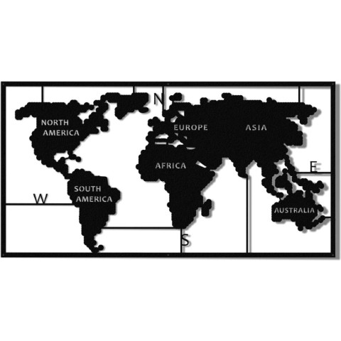 Décoration murale carte du monde 90x55 cm métal noir