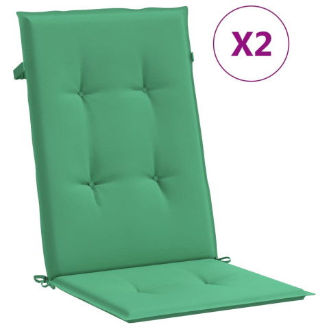 Coussins de chaise de jardin à dossier haut lot de 2 vert tissu