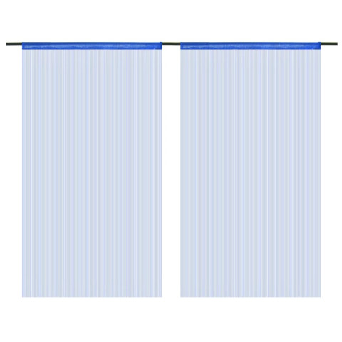 Rideau en fils 2 pcs 100 x 250 cm bleu