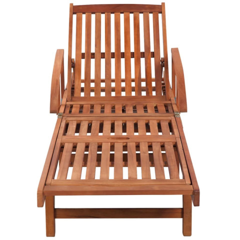 Lot de 2 transats chaise longue bain de soleil lit de jardin terrasse meuble d'extérieur avec table bois d'acacia solide helloshop26 02_0012078