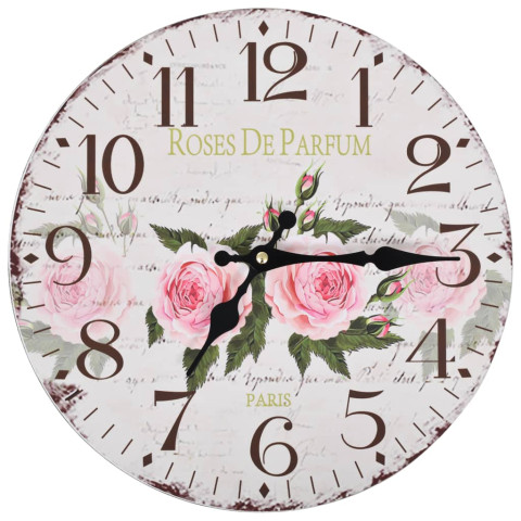 Horloge murale vintage fleur 30 cm