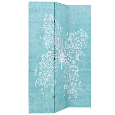 Cloison de séparation pliable 120 x 170 cm papillon bleu