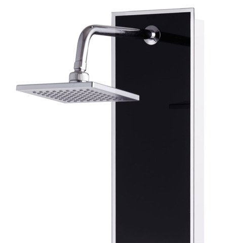 Panneau de douche pomme de douche robinet verre acier inoxydable 120 cm noir 