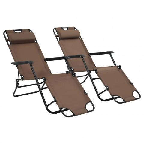 Vidaxl chaises longues pliables 2 pcs avec repose-pied acier - couleur au choix
