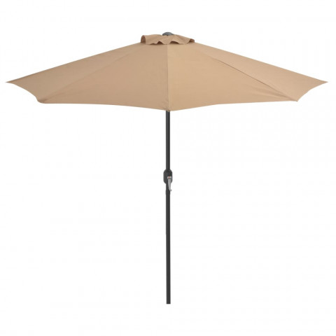 Parasol de balcon avec mât en aluminium taupe 270x135 cm demi