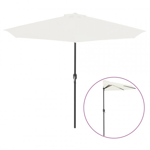 Parasol de balcon avec mât en aluminium sable 300x150 cm demi