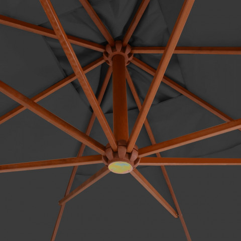 Parasol en porte-à-faux avec mât en bois 400x300 cm Anthracite