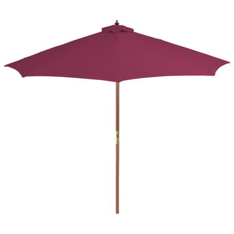 Parasol avec mât en bois 300 cm rouge bordeaux 