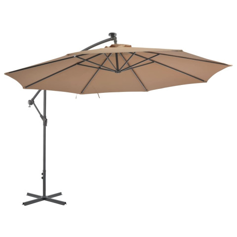 Parasol en porte-à-faux avec poteau en aluminium 350 cm taupe