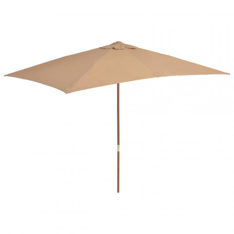 Vidaxl parasol d'extérieur avec mât en bois 200 x 300 cm taupe