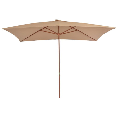 Parasol d'extérieur avec mât en bois 200 x 300 cm taupe helloshop26 02_0008245