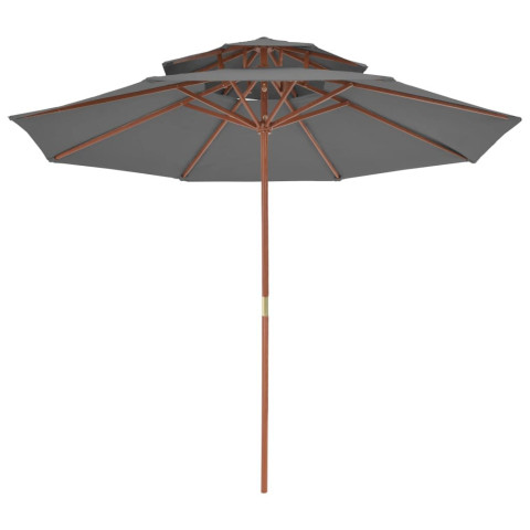Parasol double avec mât en bois 270 cm - Couleur au choix