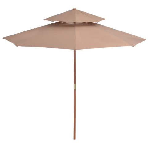 Parasol double avec mât en bois 270 cm - Couleur au choix