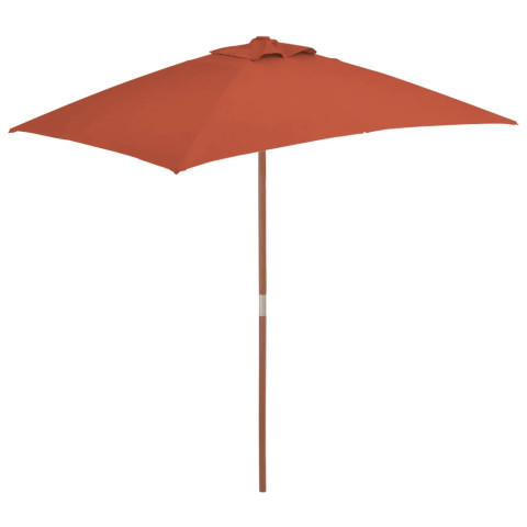 Parasol d'extérieur avec mât en bois 150 x 200 cm orange helloshop26 02_0008243