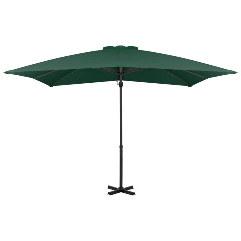 Parasol meuble de jardin en porte-à-faux et mât en aluminium 250 x 250 cm vert helloshop26 02_0008637