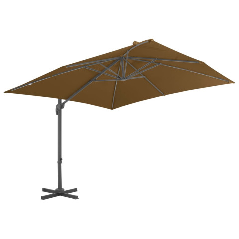 Parasol déporté avec mât en aluminium 300x300 cm taupe