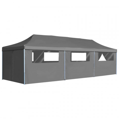 Tente de réception pliable avec 8 parois 3 x 9 m anthracite