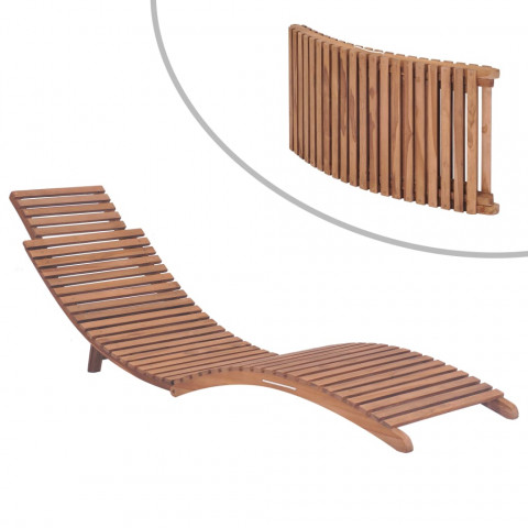 Vidaxl chaise longue pliable bois de teck solide