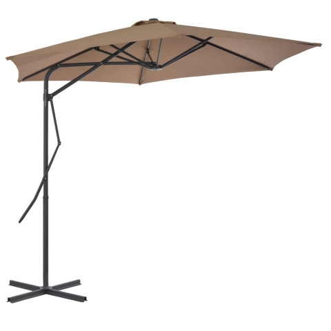 Parasol mobilier de jardin d'extérieur avec poteau en acier 300 cm taupe helloshop26 02_0008276