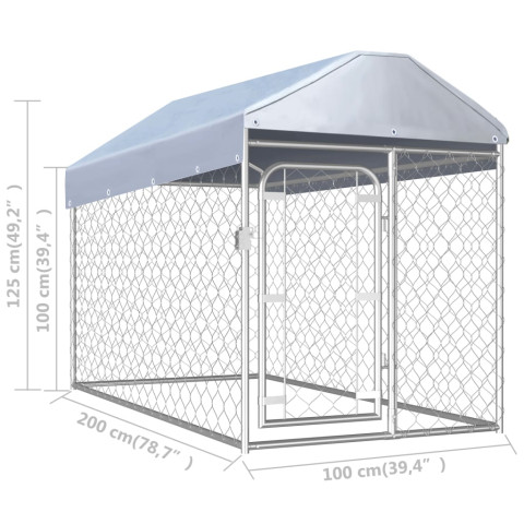 Chenil extérieur cage enclos parc animaux chien d'extérieur avec toit pour chiens 125 cm  02_0000325