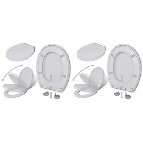 Sièges De Toilette Avec Couvercles 2 Pcs Plastique Blanc