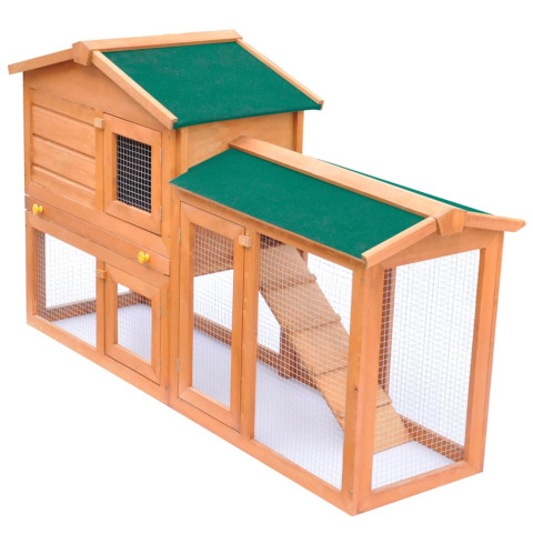 Clapier large d'extérieur 140 x 46 x 85 cm pour petits animaux de compagnie bois