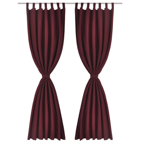 2 pcs rideau à passant micro satin bordeaux 140 x 175 cm