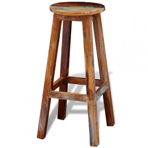 Tabouret de bar bois de récupération massif