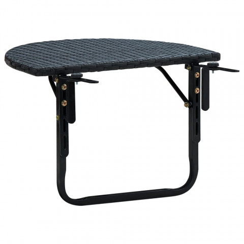Vidaxl table de balcon en rotin synthétique noir