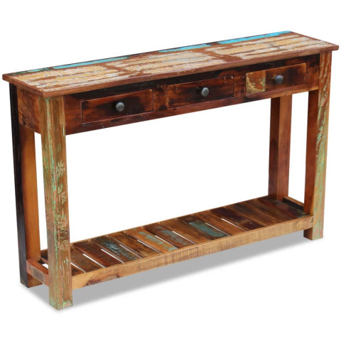 Table console 120 x 30 x 76 cm bois de récupération massif