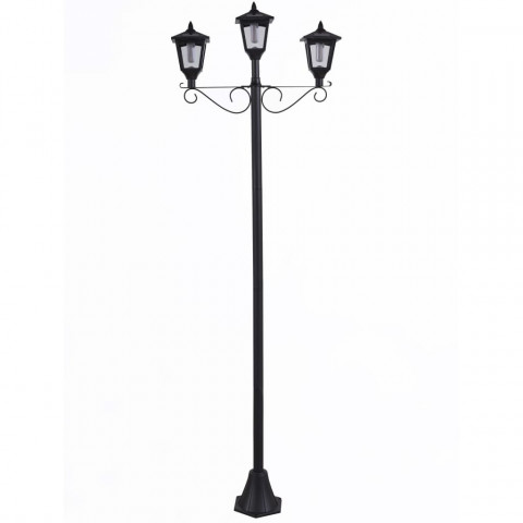 Lampadaire led solaire de jardin avec 3 lampes brooklyn noir