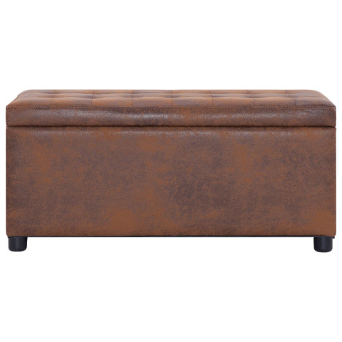 Pouf de rangement 87,5 cm marron similicuir daim