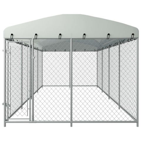 Chenil extérieur cage enclos parc animaux chien extérieur avec toit pour chiens 8 x 4 x 2 m  02_0000458