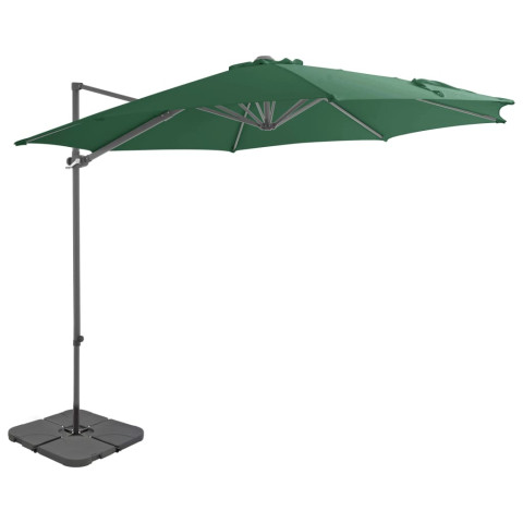 Parasol mobilier de jardin avec base portable diamètre 3 m vert helloshop26 02_0008061