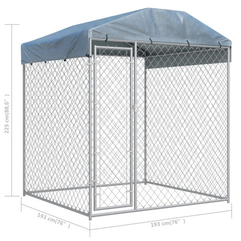 Chenil extérieur cage enclos parc animaux chien d'extérieur avec toit pour chiens 225 cm  02_0000324