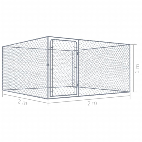 Chenil extérieur cage enclos parc animaux chien extérieur acier galvanisé 2 x 2 x 1 m  02_000047