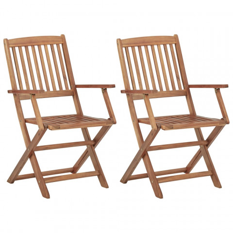 Chaises pliables d'extérieur 2 pcs bois d'acacia solide