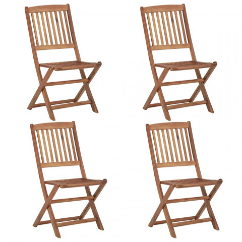 Chaises pliables d'extérieur 4 pcs bois d'acacia solide