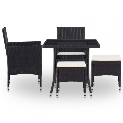 Mobilier à dîner d'extérieur 5 pcs résine tressée et verre - Couleur au choix