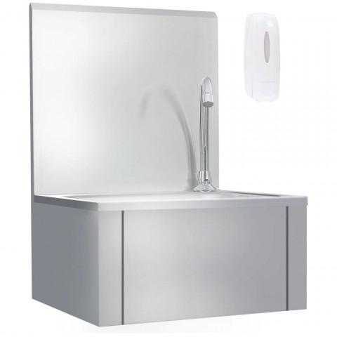 Lavabo de lavage avec robinet et distributeur de savon inox