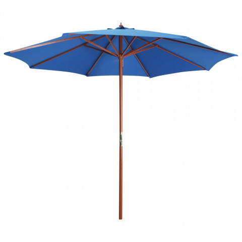 Parasol avec mât en bois 300x258 cm bleu