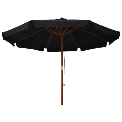 Parasol d'extérieur avec mât en bois 330 cm noir helloshop26 02_0008251