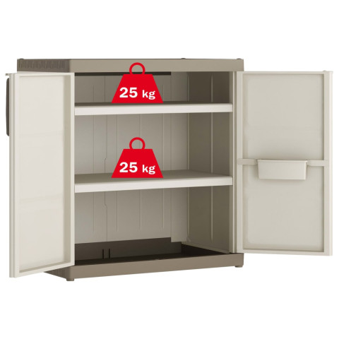 Armoire de rangement basse excellence xl beige et taupe 93 cm