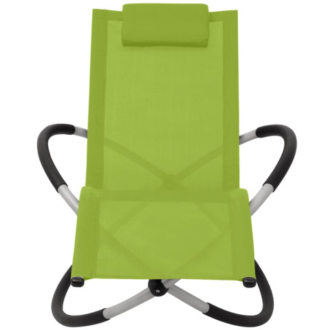 Transat chaise longue bain de soleil lit de jardin terrasse meuble d'extérieur géométrique d'extérieur acier vert helloshop26 02_0012780