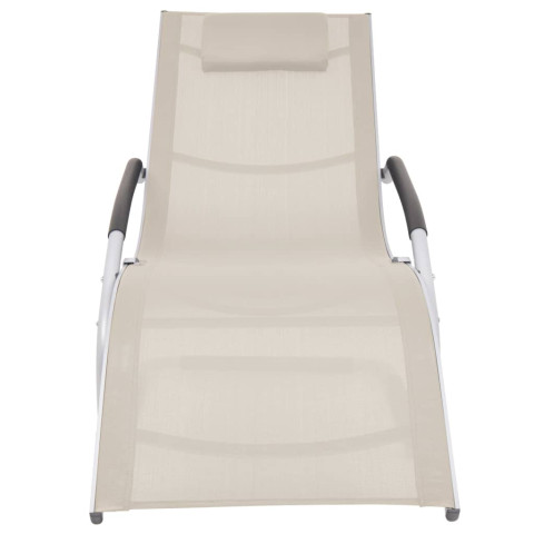 Transat chaise longue bain de soleil lit de jardin terrasse avec oreiller aluminium et textilène - Couleur au choix