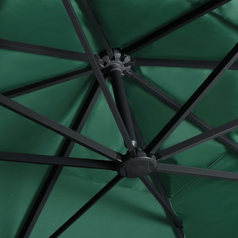  Parasol déporté avec lumières LED Aluminium 400x300 cm Vert