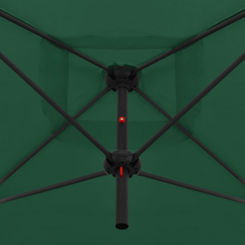 Parasol double avec mât en acier 250 x 250 cm Vert